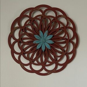Brown and blue metal Wall Art 16 inch diameter